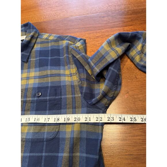 Large Bonobos Stretch Regular Fit Blue Plaid Flannel Shirt - Picture 8 of 9